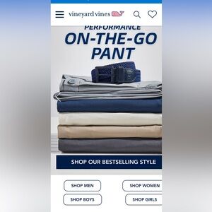 vineyard vines on the go performance pants boys size 14